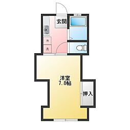コーポ桂C 1Kの間取図画像