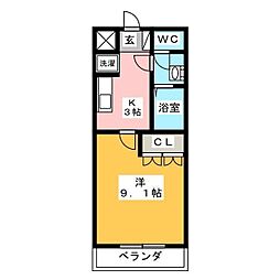 エスポアール 1Kの間取図画像