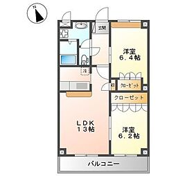 コンテント 2LDKの間取図画像