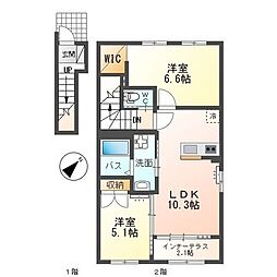 クレサンテーム 2LDKの間取図画像