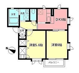 エメロード 2DKの間取図画像