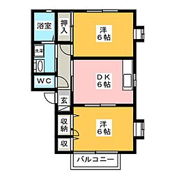 エミグラントA 2DKの間取図画像
