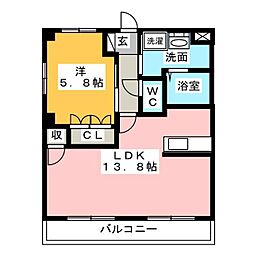 エテルナKAORU 1LDKの間取図画像