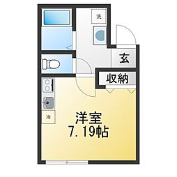キャトルズ南矢名 ワンルームの間取図画像
