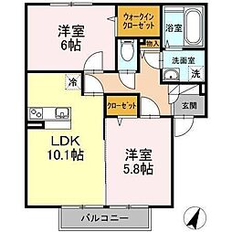 コトーC 2LDKの間取図画像