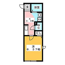 リベール湘南 1Kの間取図画像