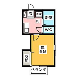 K・カトレア 1Kの間取図画像