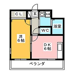ジャルダン 1DKの間取図画像