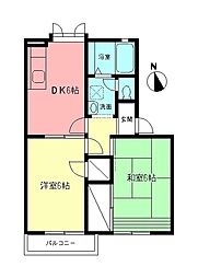 エスポワール 2DKの間取図画像