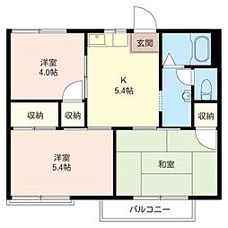 ハイツ高橋 3DKの間取図画像