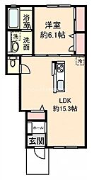 スクワールおおいI 1LDKの間取図画像