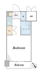 セントヒルズ武蔵浦和 1Kの間取図画像