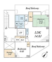 フレス茗荷谷 2SLDKの間取図画像