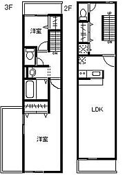 JR京浜東北・根岸線 王子駅 徒歩15分の賃貸アパート 2階2LDKの間取り