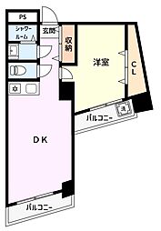パシフィックパレス川崎宮本町 1DKの間取図画像