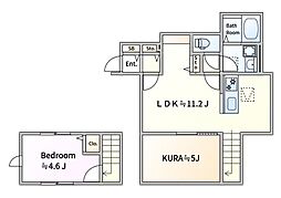 M'scourt 1LDKの間取図画像