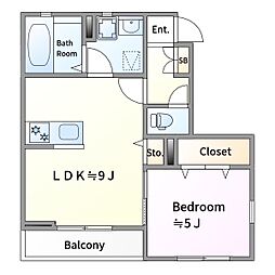 香都TAMA-PLAZA 1LDKの間取図画像