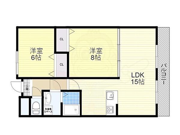 大阪府豊中市上新田３丁目(賃貸マンション2LDK・5階・63.00㎡)の写真 その2