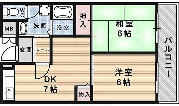 大阪府池田市石橋３丁目(賃貸マンション2DK・2階・45.00㎡)の写真 その2