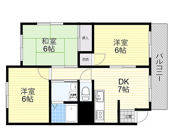 大阪府豊中市岡上の町４丁目(賃貸マンション3DK・2階・55.00㎡)の写真 その2