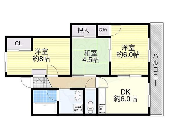 大阪府箕面市箕面５丁目(賃貸マンション3DK・5階・57.20㎡)の写真 その2