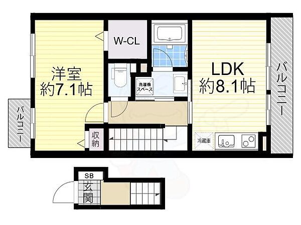 大阪府豊中市豊南町西５丁目(賃貸アパート1LDK・2階・45.36㎡)の写真 その2