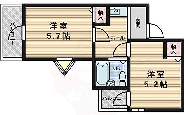 大阪府吹田市五月が丘南(賃貸マンション2K・4階・25.77㎡)の写真 その2