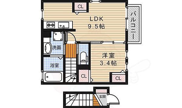 大阪府池田市石橋１丁目(賃貸アパート1LDK・2階・36.99㎡)の写真 その2