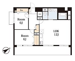 山下町ハイツ 2LDKの間取図画像