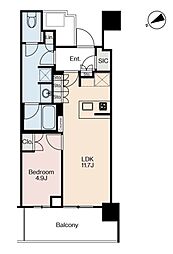 北仲ブリック 1LDKの間取図画像