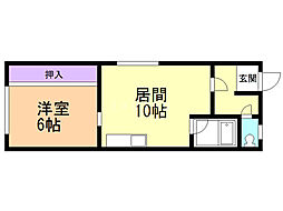 旭水マンション 1LDKの間取図画像