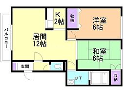 サンライズマンション3B 2LDKの間取図画像