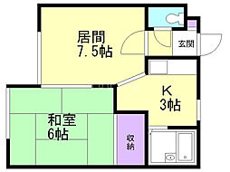 アサヒM・S 1LDKの間取図画像