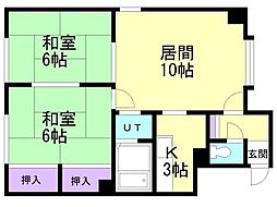 パレーシャルK-2 2LDKの間取図画像