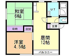エイトハイツ 2LDKの間取図画像