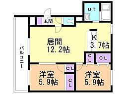ファイブウェーブ 2LDKの間取図画像