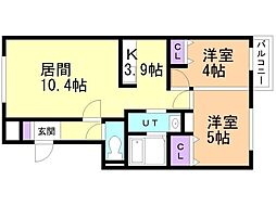 札幌市豊平区西岡五条1丁目マンション 2LDKの間取図画像