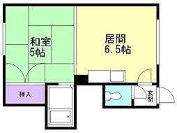 ジュエルハイツ 1DKの間取図画像