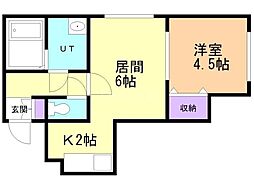 エスポワール豊平 1LDKの間取図画像
