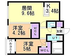 413フェノメノ 2LDKの間取図画像