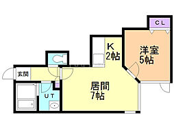 マリオハイツ北野 1LDKの間取図画像