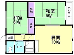 藤マンション 2LDKの間取図画像