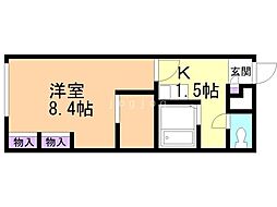 レオパレスグリンパーク 1Kの間取図画像