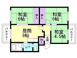 柏丘団地AA-4 3LDKの間取図画像