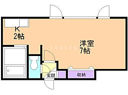 ローヤルハイツ澄川3・2 1Kの間取図画像