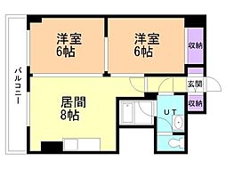 豊平アシュウ 2DKの間取図画像