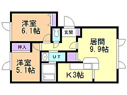 プロムナード1 2LDKの間取図画像
