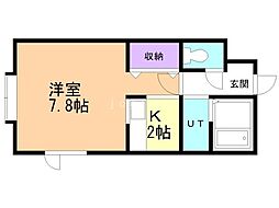 プランドール西岡 1Kの間取図画像