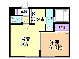 アマン北広島 1LDKの間取図画像