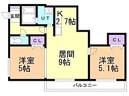 ファミリーコート福住14 2LDKの間取図画像